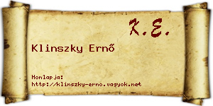 Klinszky Ernő névjegykártya