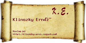 Klinszky Ernő névjegykártya